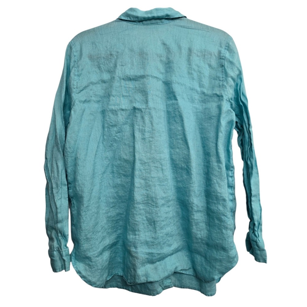 J Jill 100% Linen M Button Up Shirt Coastal Grandmother Quiet Luxury Minimalist - Picture 6 of 7